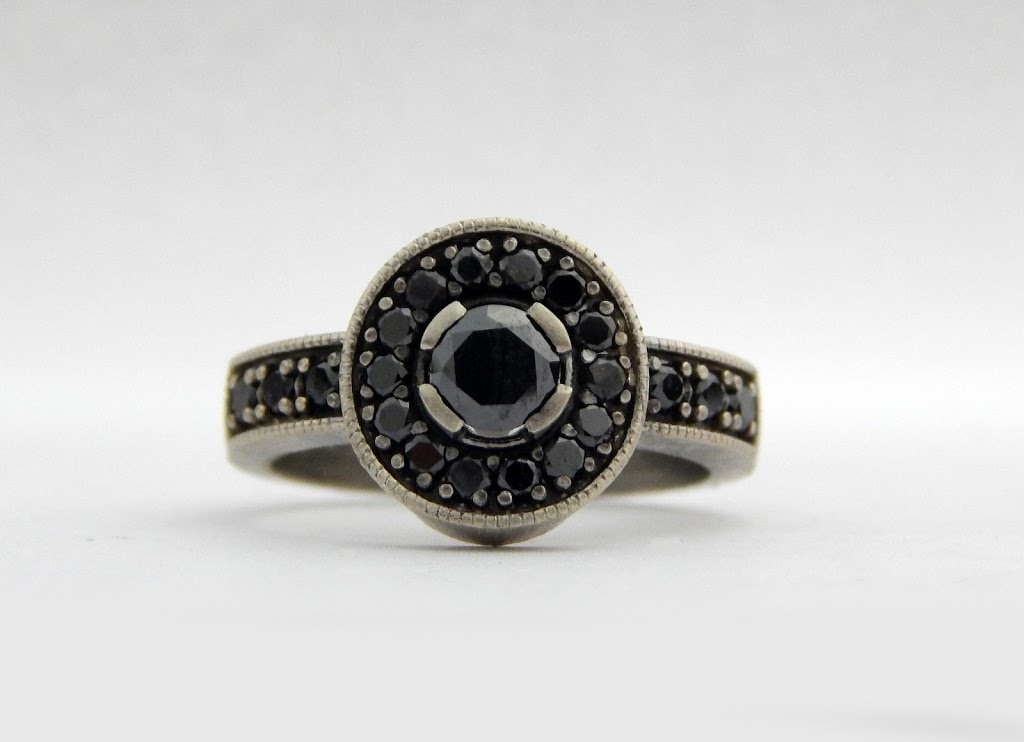 14k white gold and black diamonds
